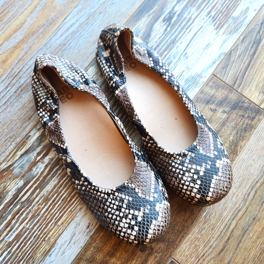 Nwob Abeo Tilly Slip-On Metatarsal Ballet Flats Leather Tan Snake